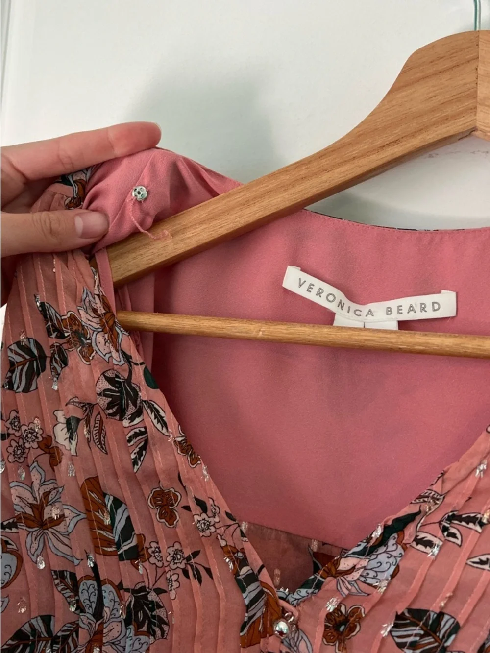 Veronica Beard Lowell Floral-print Silk-blend Georgette Blouse in Mauve Multi - Picture 5 of 9